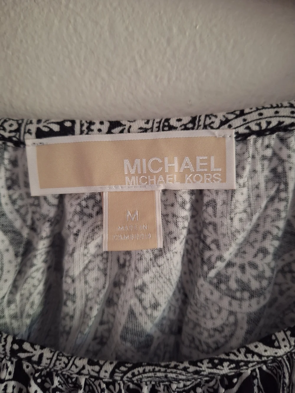 Michael Kors Black and White Paisley Peasant Tunic